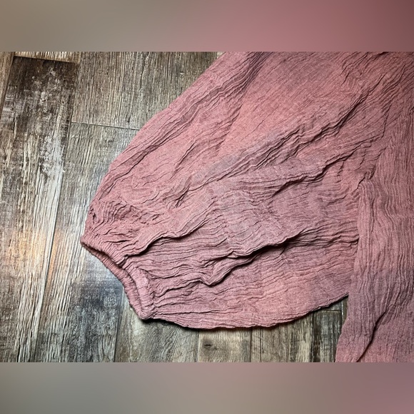 Tory Burch Ruffle Neck Crepe Linen Mauve Dress Size Large - Picture 8 of 8